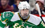 Miguel Fidler (12) of Edina celebrated after scoring a goal in the third period. Edina beat Duluth East by a final score of 3-2. ] CARLOS GONZALEZ cgo
