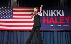 Nikki Haley took the stage at her rally in the Doubletree Hotel Monday, Feb. 26, 2024 in Bloomington. Reporter Josie