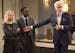 Kristen Bell, William Jackson Harper and Ted Danson in "The Good Place."