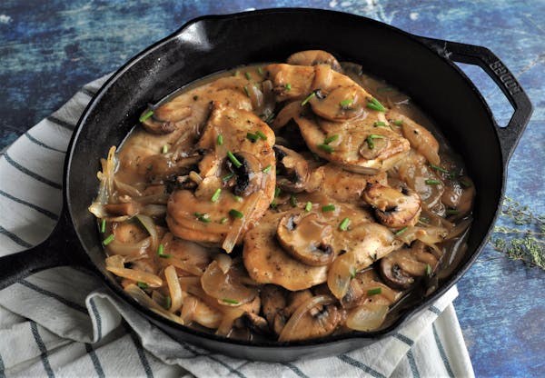 Smothered Chicken Cutlets With Mushrooms and Onions. Photo by Meredith Deeds * Special to the Star Tribune