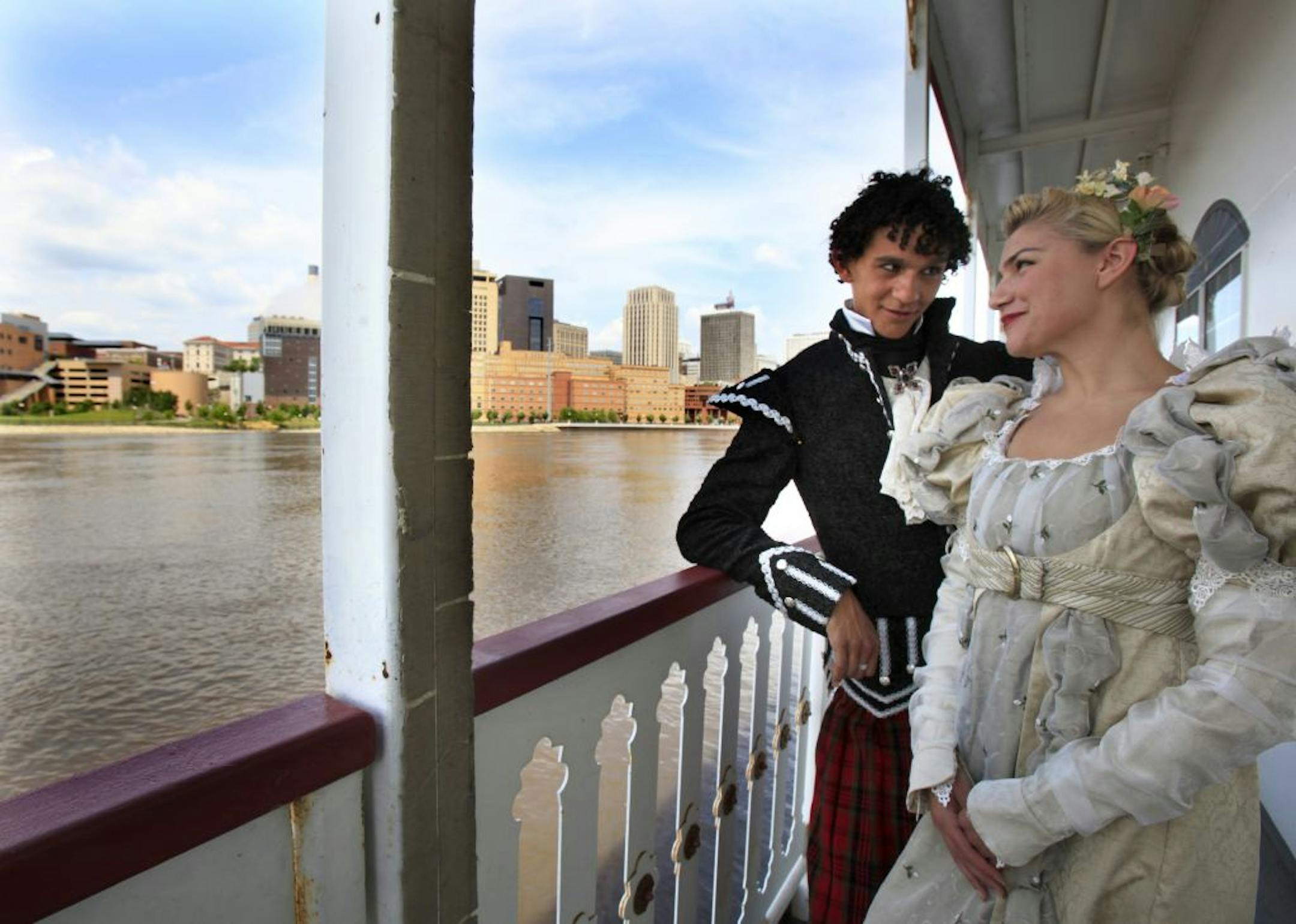 Ryan Colbert plays Lord Ruthven and Charlotte Calvert plays Lady Margaret in "The Vampire" on the Minnesota Centennial Showboat at Harriet Island in St. Paul.