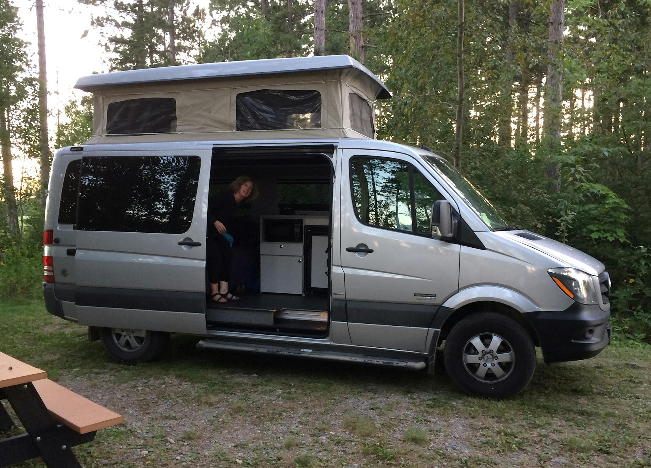 Priscilla, the Mercedes Sprinter cargo van. Outdoors Weekend