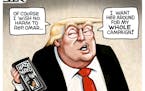 Sack cartoon: President Donald Trump and U.S. Rep. Ilhan Omar