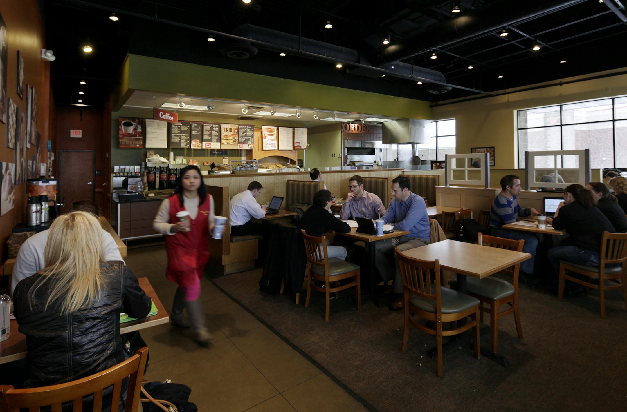Brueggers Bagels at 1650 Park Place Blvd, St. Louis Park, MN on April 18, 2013. ] JOELKOYAMA‚Ä¢joel koyama@startribune.com The walk thru is behind me. Caribou would not allow me to photograph.