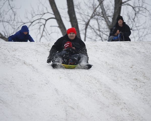 The sledding hill at French Regional Park is one of the steepest in the Twin Cities.] rtsong-taatarii@startribune.com/ Richard Tsong-Taatarii