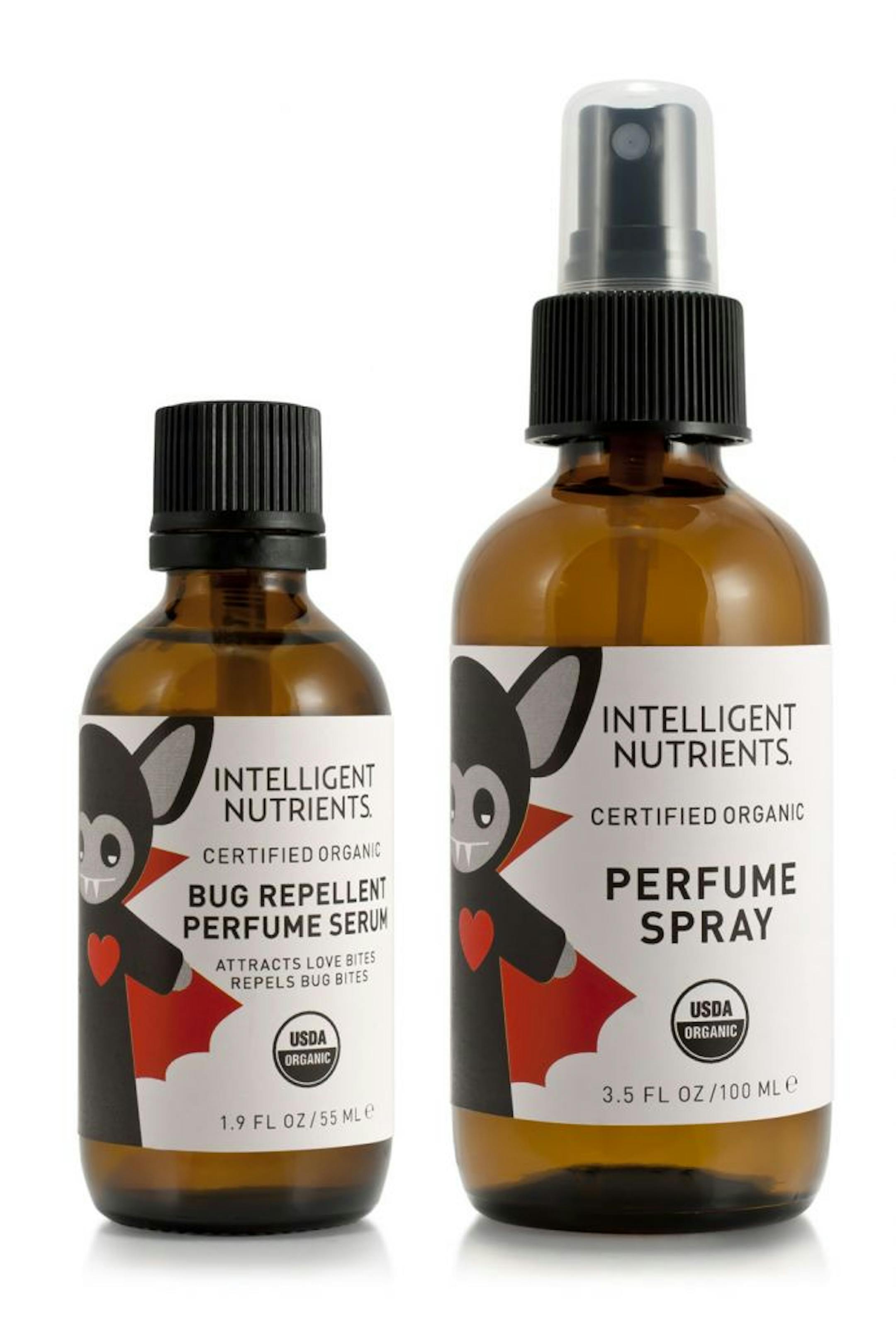 Intelligent Nutrients bug repellent perfume serum and perfume spray.