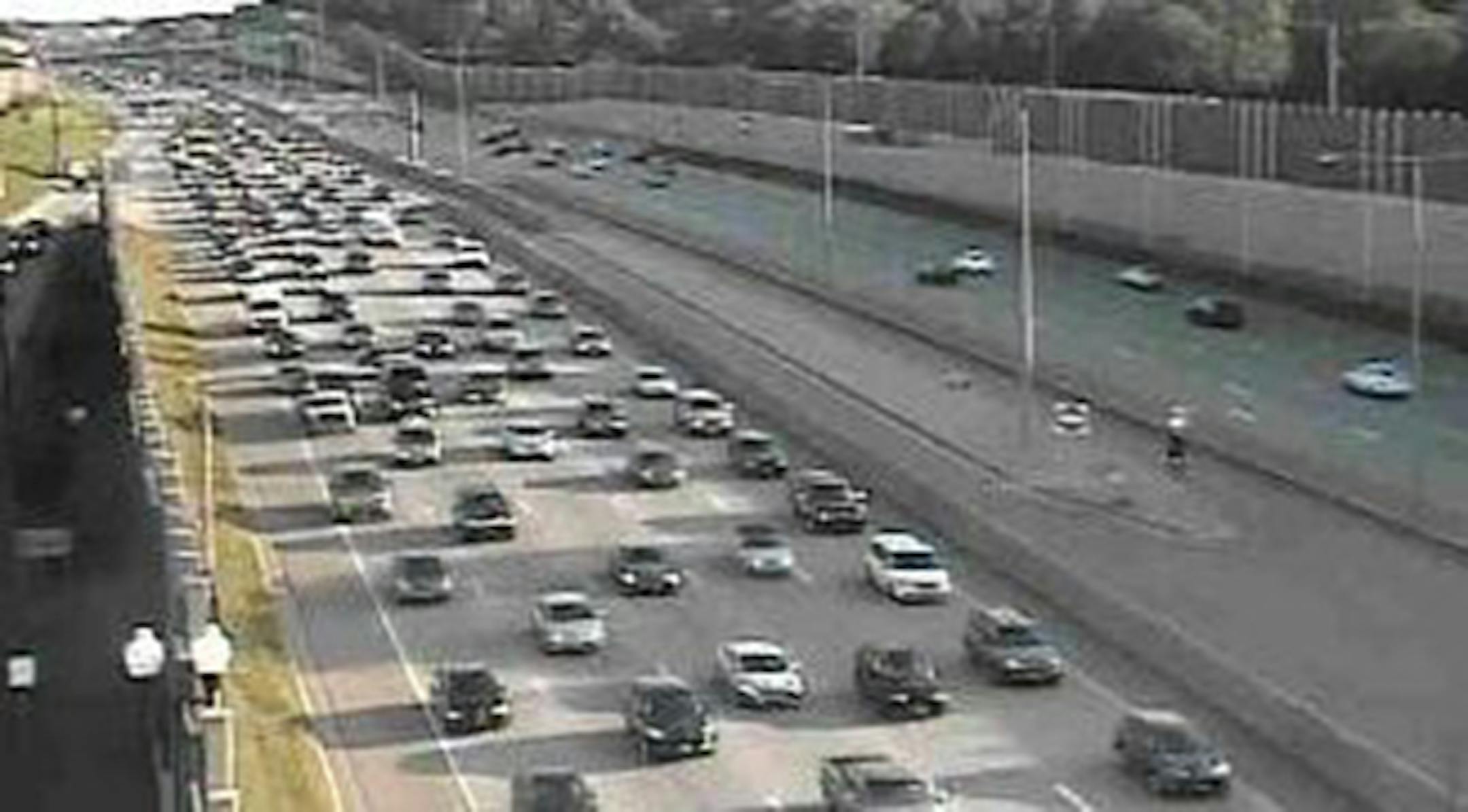 Thursday night's traffic seemed a bit heavier from the usual rush hour, transportation officials said. Here, northbound traffic on I-35W into downtown Minneapolis was busy near 46th Street.