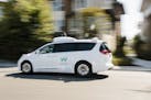 FILE &#x2014; A Waymo minivan with driverless technology in Mountain View, Calif., Aug. 25, 2017. Waymo, the driverless-technology company spun out of