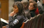 Minneapolis Chief of Police Janee Harteau listened to civilian testimony during her reappointment at a City Council Committee meeting at City Hall, We