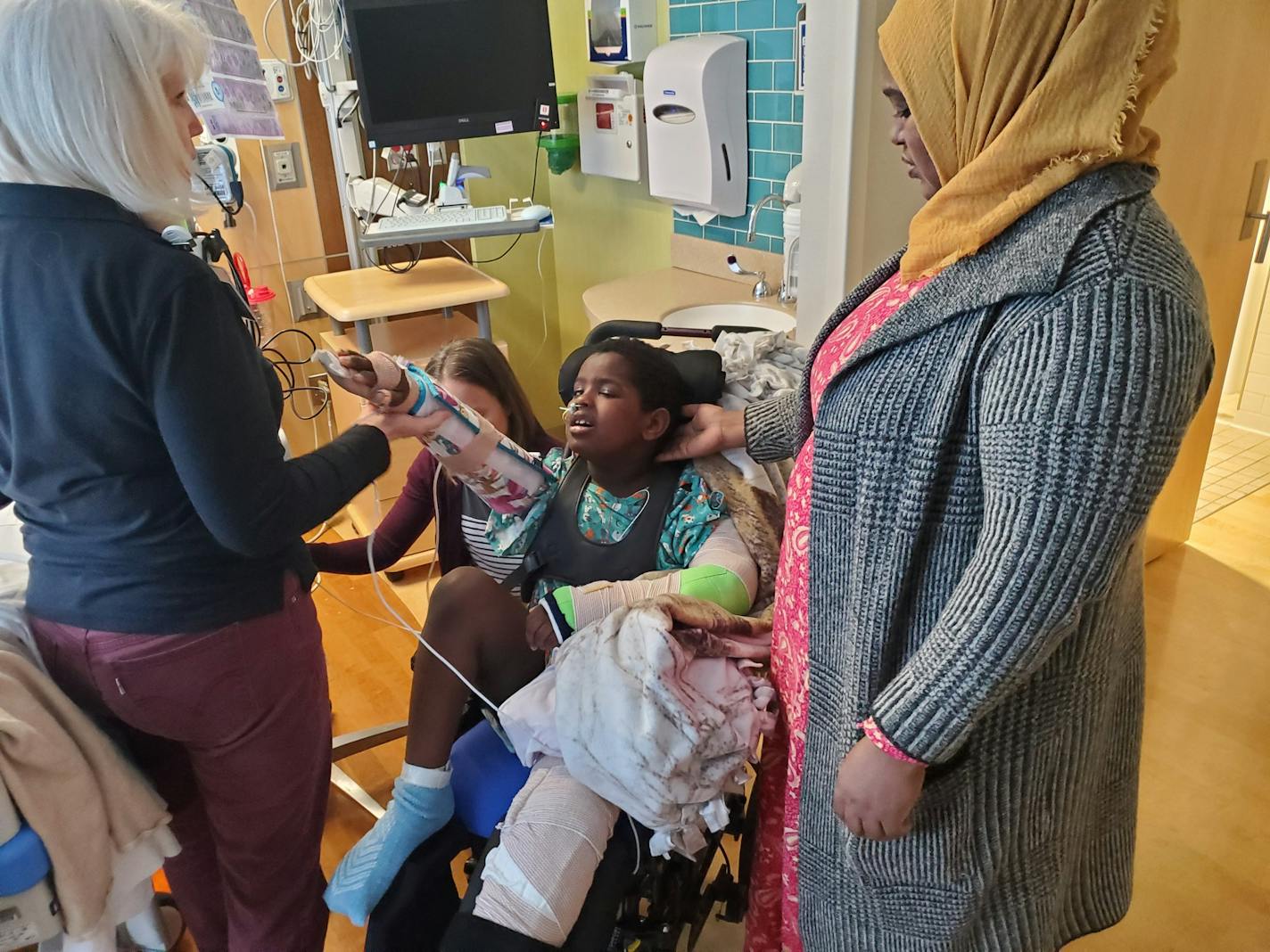 Ramaden Waliye suffered significant injuries when he was hit by a pickup while walking to a school bus in St. Paul on Feb. 27. He began rehabilitation at Gillette Children's Specialty Healthcare on Tuesday.