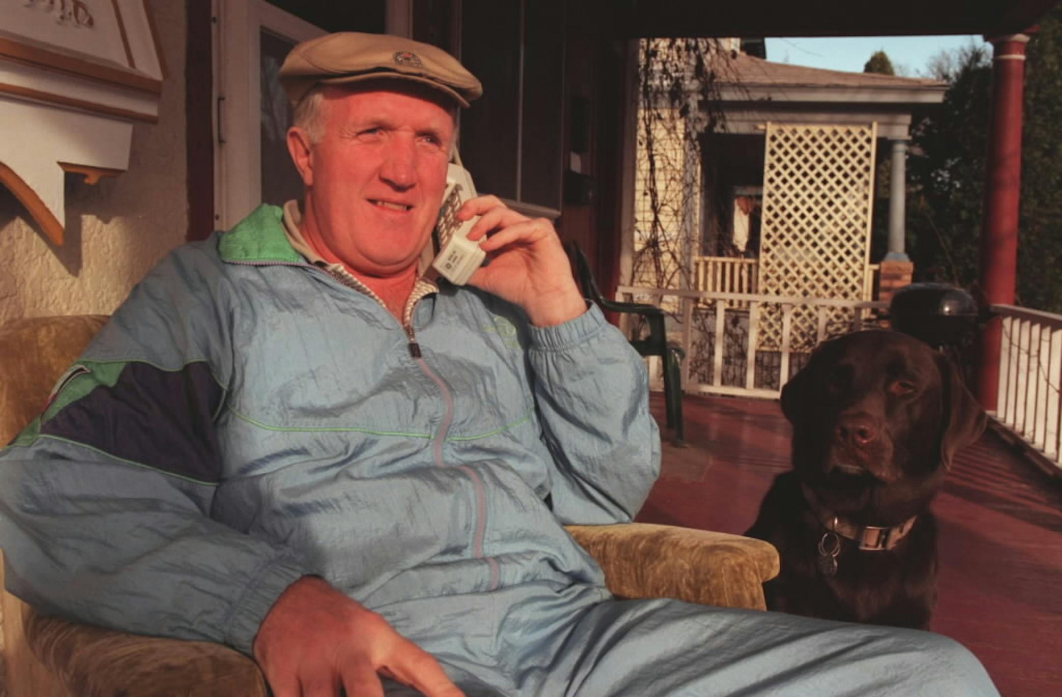 1998 photo of Charlie Disney, founder of Minneapolis Property Rights Action Committee, a landlord group that has been fighting City Hall over crime, housing and inspections issues. His faithful chocolate Lab ìAlexî is by his side.