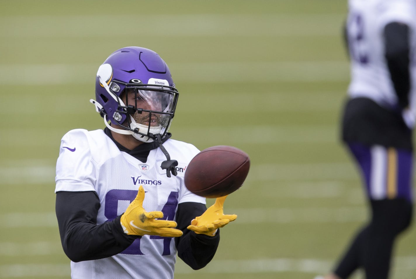 Minnesota Vikings tight end Irv Smith (84) at Thursday practice .] Jerry Holt •Jerry.Holt@startribune.com Vikings practice at TCO Performance Center Thursday October 1,2020 in Eagan,MN.