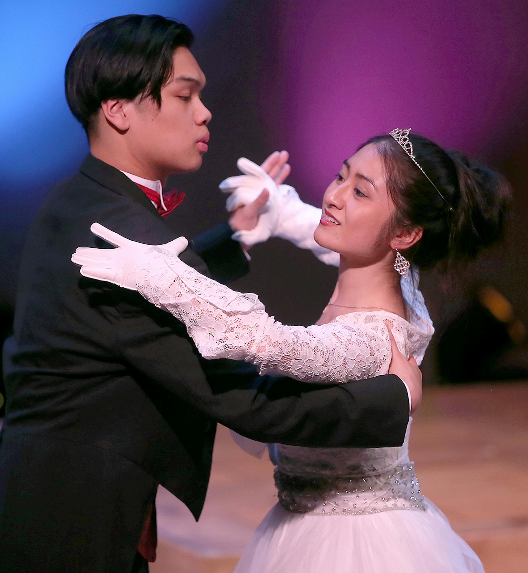 Actors Jeric Basilio as "Jun" and Stephanie Bertumen as "Ana" danced the waltz during rehearsal for "Debutante's Ball" at the History Theatre, Sunday, March 15, 2015 in St. Paul, MN. ] (ELIZABETH FLORES/STAR TRIBUNE) ELIZABETH FLORES • eflores@startribune.com