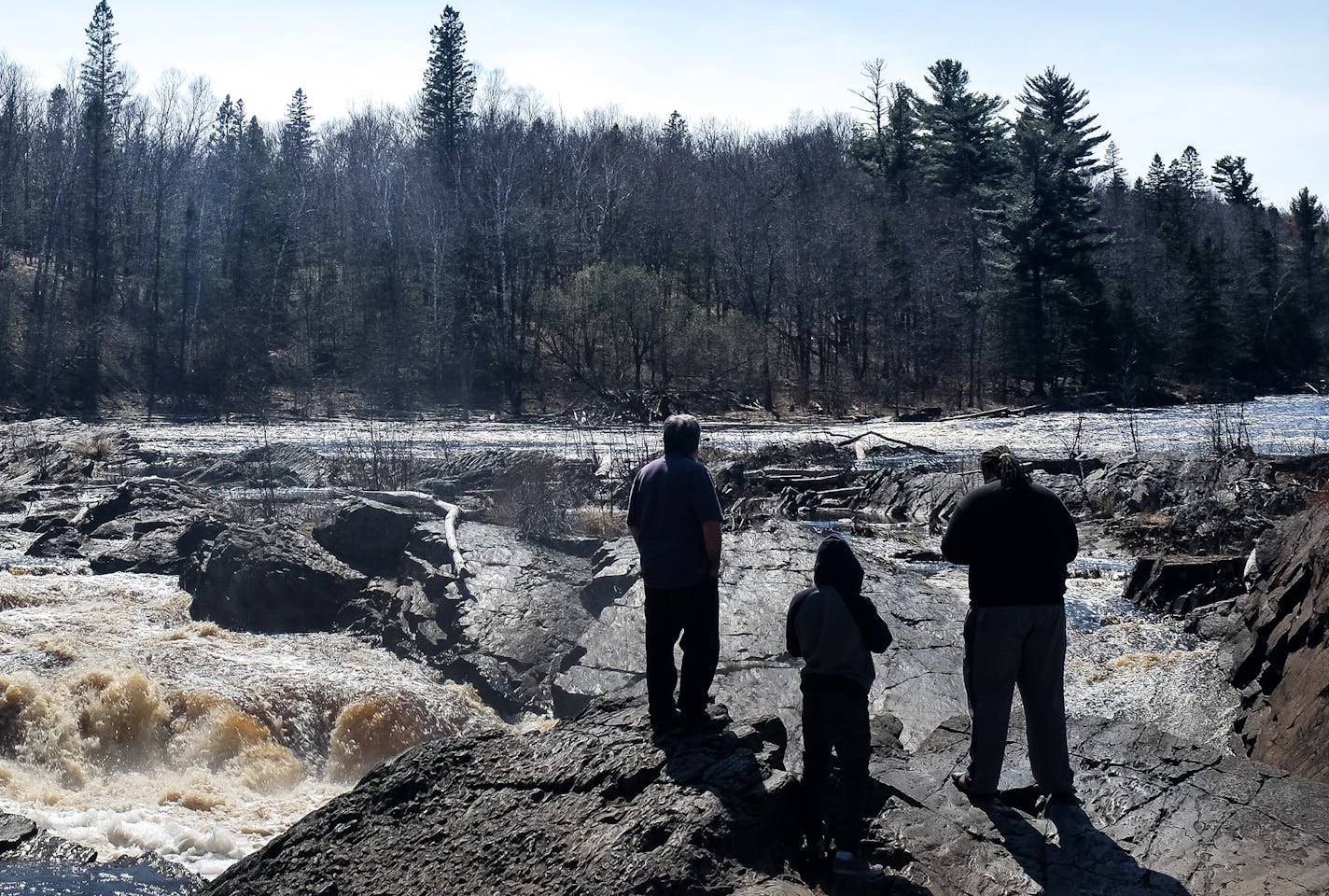 Tourists looked out over the rapids of the St. Louis River at Jay Cooke State Park in Carlton, Minnesota on Monday, May 8, 2017. ] AARON LAVINSKY &#xef; aaron.lavinsky@startribune.com Duluth's future as a vibrant outdoor city will be crushed if $100 million in clean-up funding promised for the St. Louis River instead goes to the military and the border wall with Mexico as Trump has proposed. He wants to zero out the Great Lakes Restoration Initiative, a $350 million a year program that former Pr