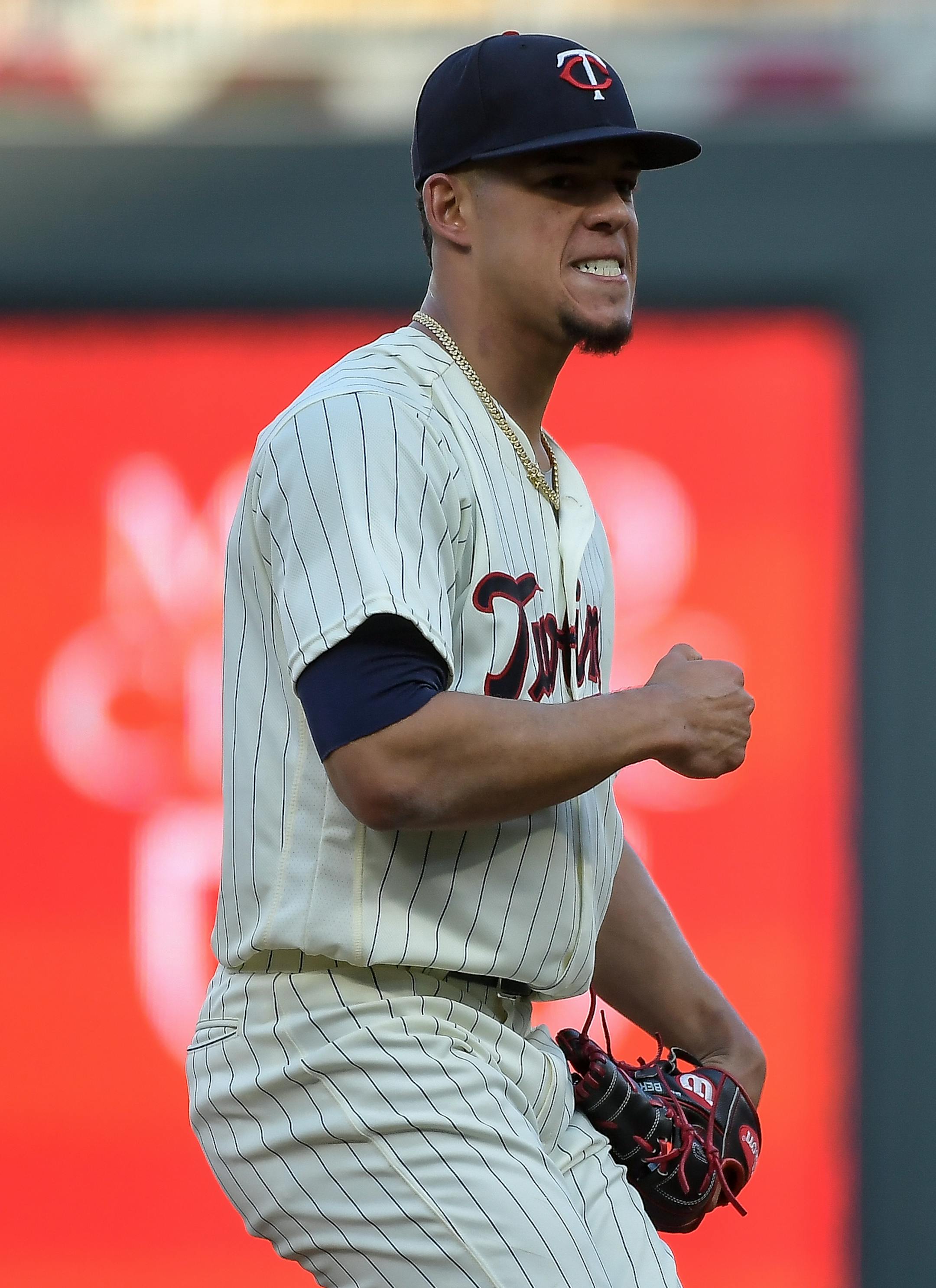 Minnesota Twins starting pitcher Jose Berrios (17) reacted after throwing a strike in the first inning against the Arizona Diamondbacks. ] AARON LAVINSKY &#xef; aaron.lavinsky@startribune.com The Minnesota Twins played the Arizona Diamondbacks on Saturday, August 19, 2017 at Target Field in Minneapolis, Minn.