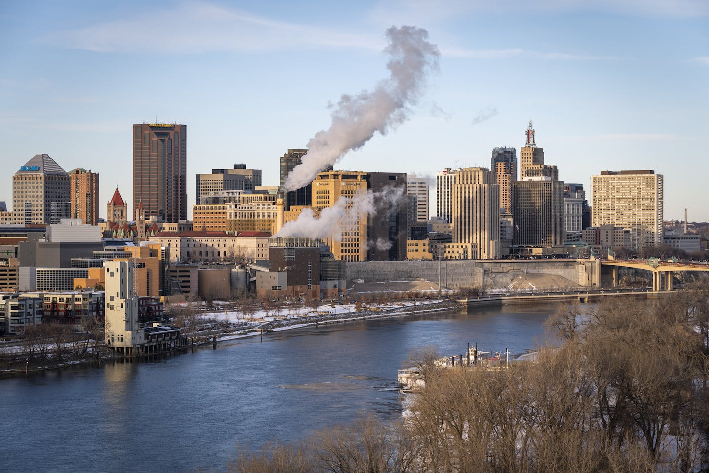 The skyline of downtown St. Paul seen from the Smith Avenue Bridge.