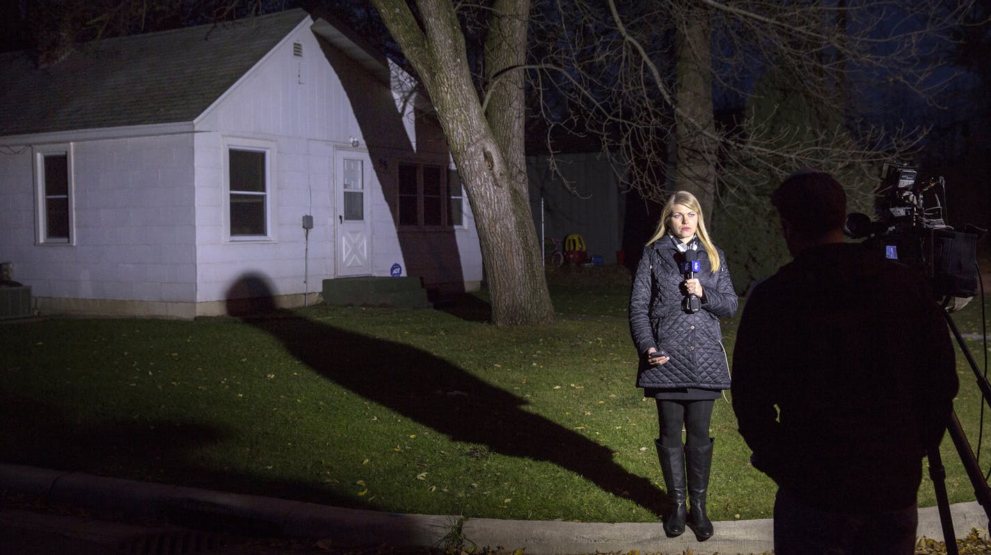 Television news media do a live report outside the home of Danny James Heinrich in Annandale on Thursday, October 29, 2015. ] (LEILA NAVIDI/STAR TRIBUNE) leila.navidi@startribune.com BACKGROUND INFORMATION: Investigators have named an Annandale man as a &#xec;person of interest&#xee; in the disappearance of Jacob Wetterling. Danny James Heinrich, 52, was arrested at his home Wednesday night on charges of receiving and possessing pornography. At a Thursday news conference in Minneapolis, authorit