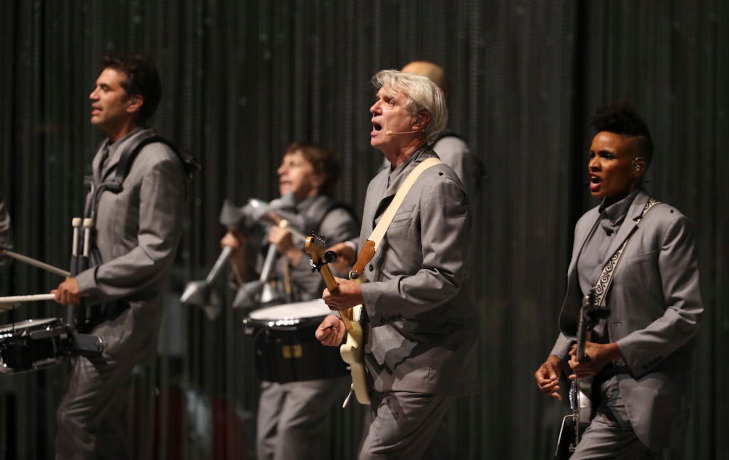 David Byrne and his band at the Orpheum in Minneapolis.