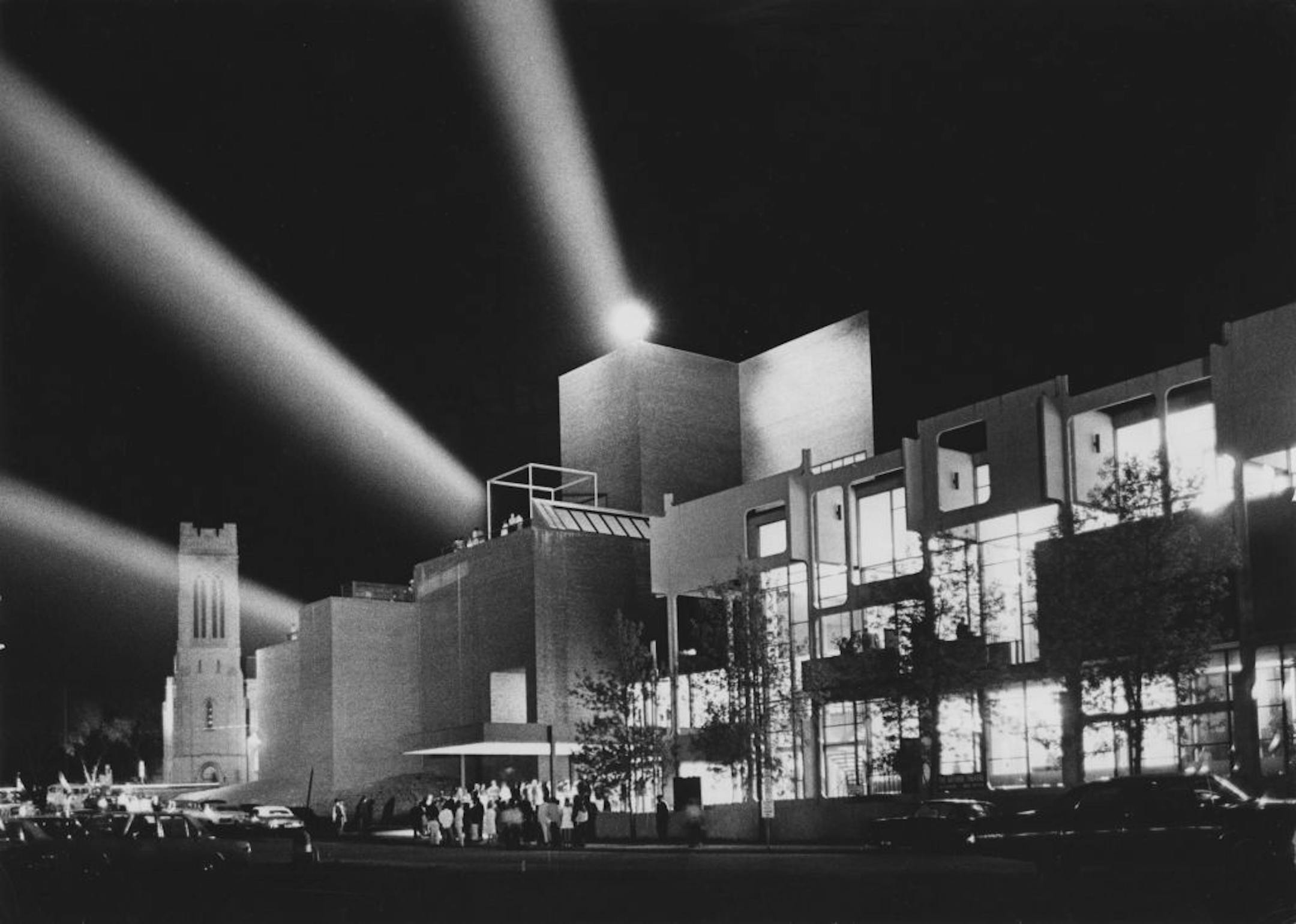The Walker's Barnes building, left, during its 1971 grand opening. At right was the original Guthrie Theater, which was torn down in 2006.