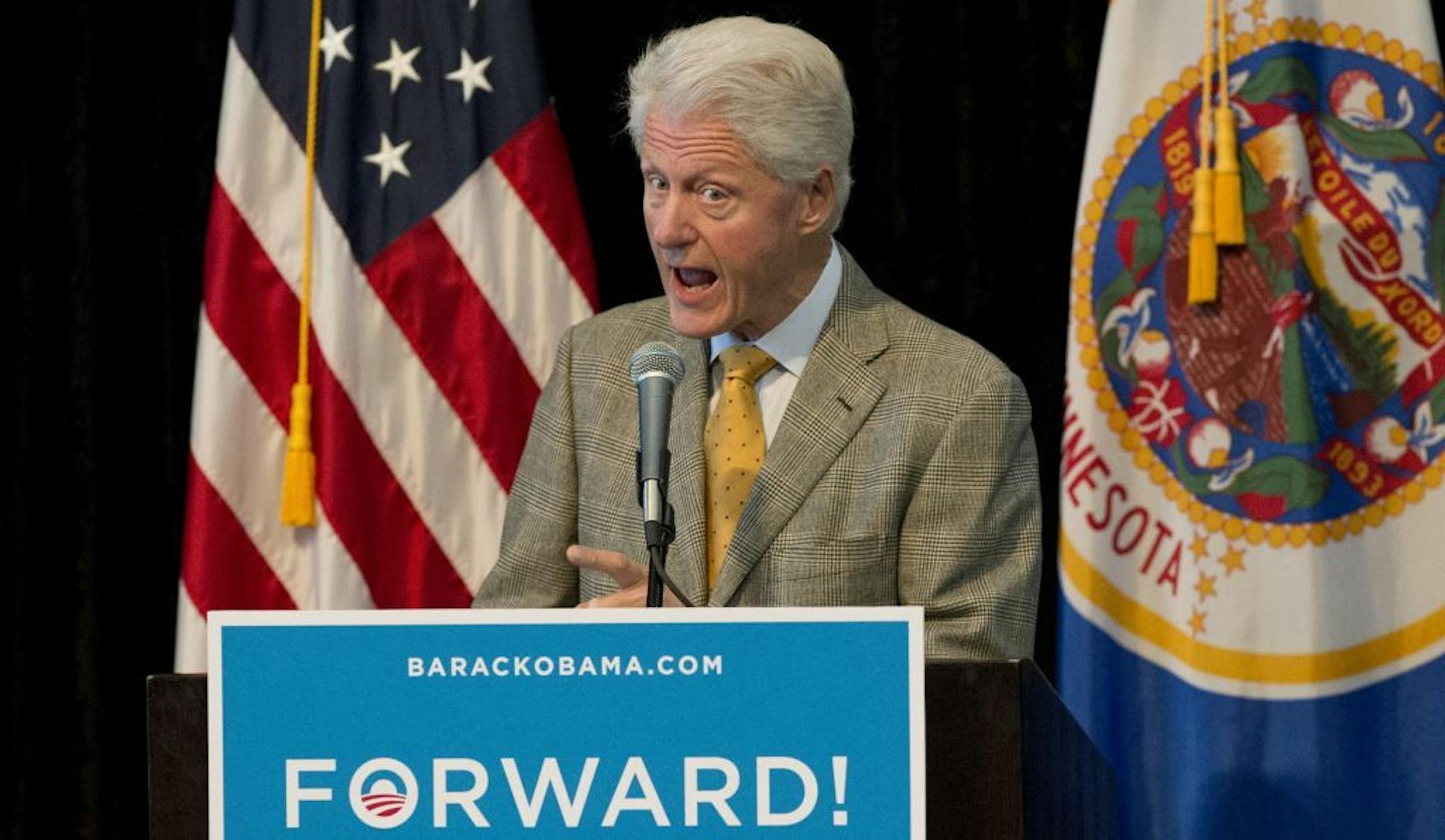 Former President Bill Clinton spoke Tuesday, October 30, 2012 at a rally for President Barack Obama in the University of MInnesota Alumni Center.