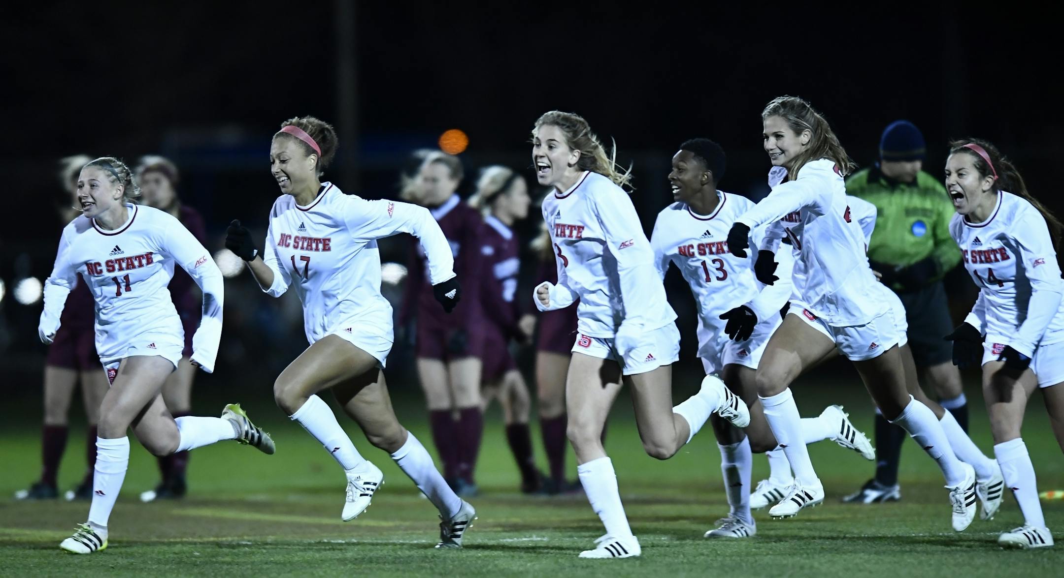 NC State players celebrated their 4-2 victory in PKs during the first round of the NCAA tournament Saturday against Minnesota.
