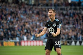 Minnesota United midfielder Wil Trapp reacted towards the fan section after the Loons scored on last season’s MLS Decision Day, Oct. 9, 2022, when t