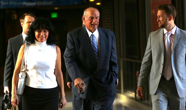 Jesse Ventura arrived at court with his wife, Terry, and others.