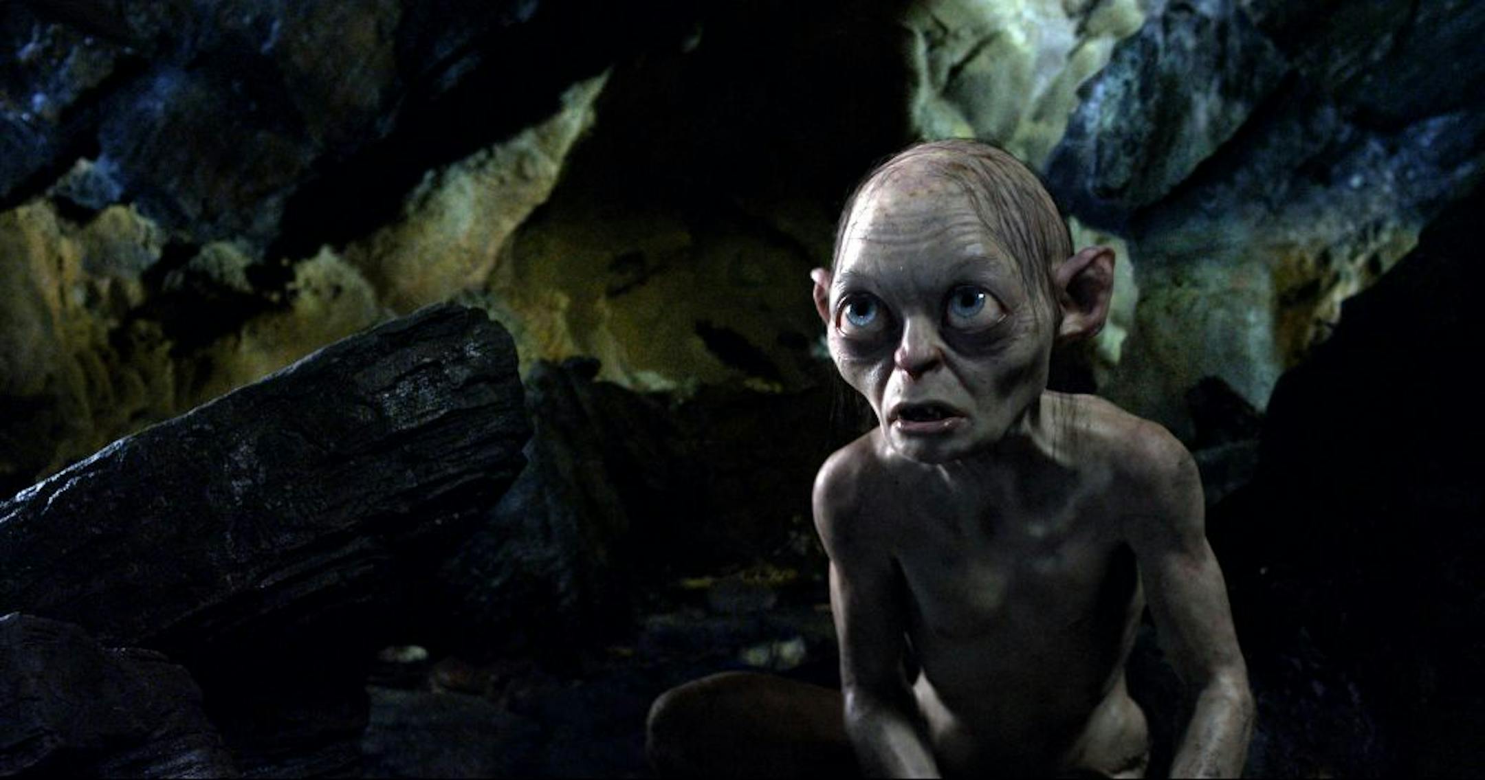 The character Gollum, voiced by Andy Serkis, in a scene from the fantasy adventure "The Hobbit: An Unexpected Journey."