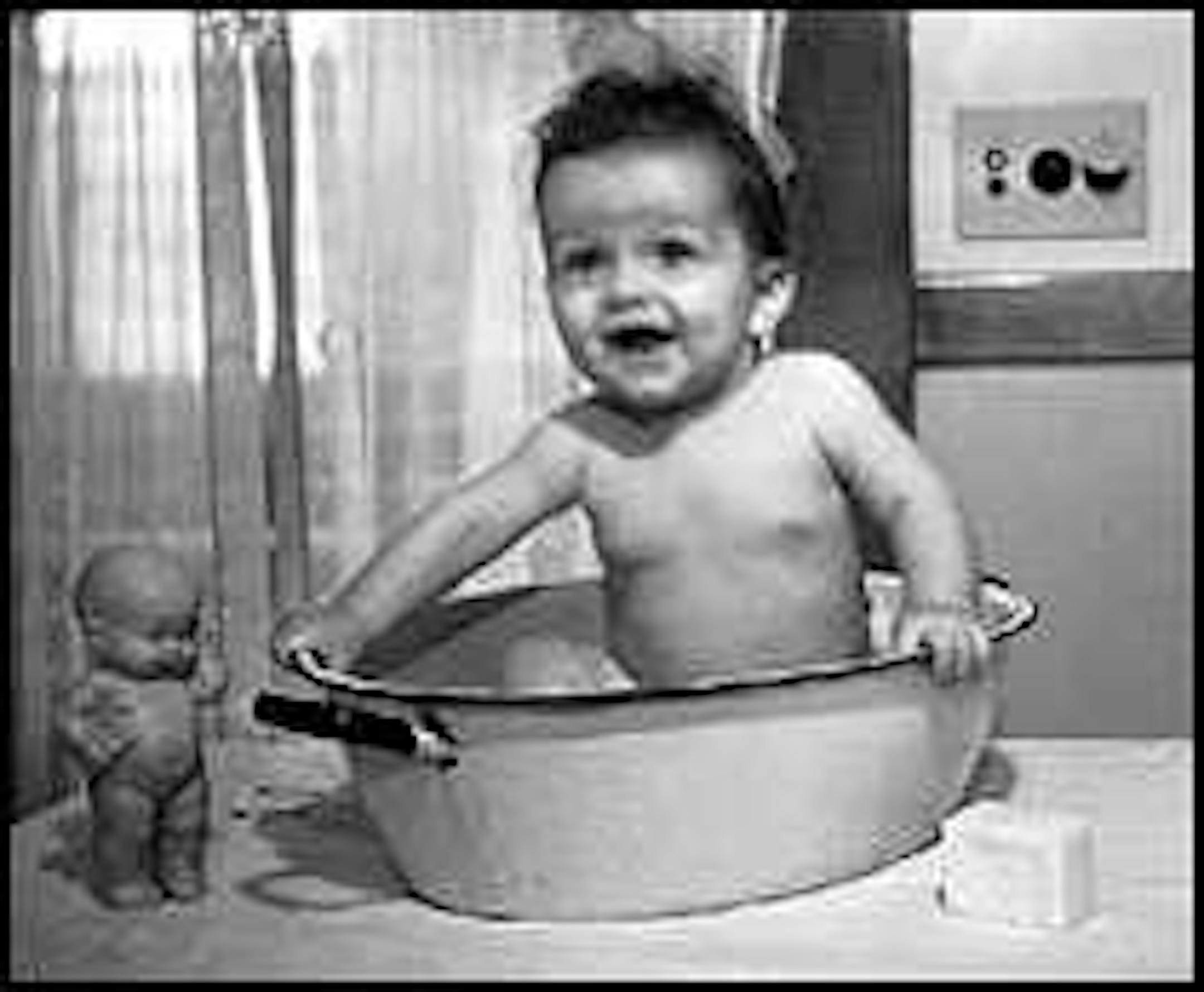 Baby in a tub, about 1935