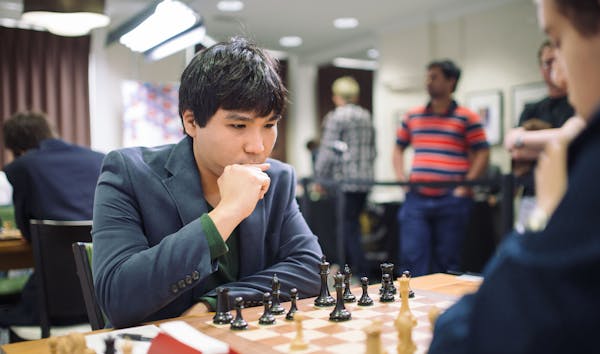 Grandmaster Wesley So, 23, of Minnetonka, Minn., the #2 ranked chess player in the world, contemplates his move in his game against Daniel Naroditsky 