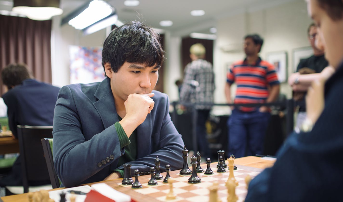 Grandmaster Wesley So, 23, of Minnetonka, Minn., the #2 ranked chess player in the world, contemplates his move in his game against Daniel Naroditsky in the final round of the U.S. Chess Championship at the Chess Club and Scholastic Center of St. Louis on Sunday April 9, 2017. Photo provided by Lennart Ootes/Chess Club and Scholastic Center of St. Louis