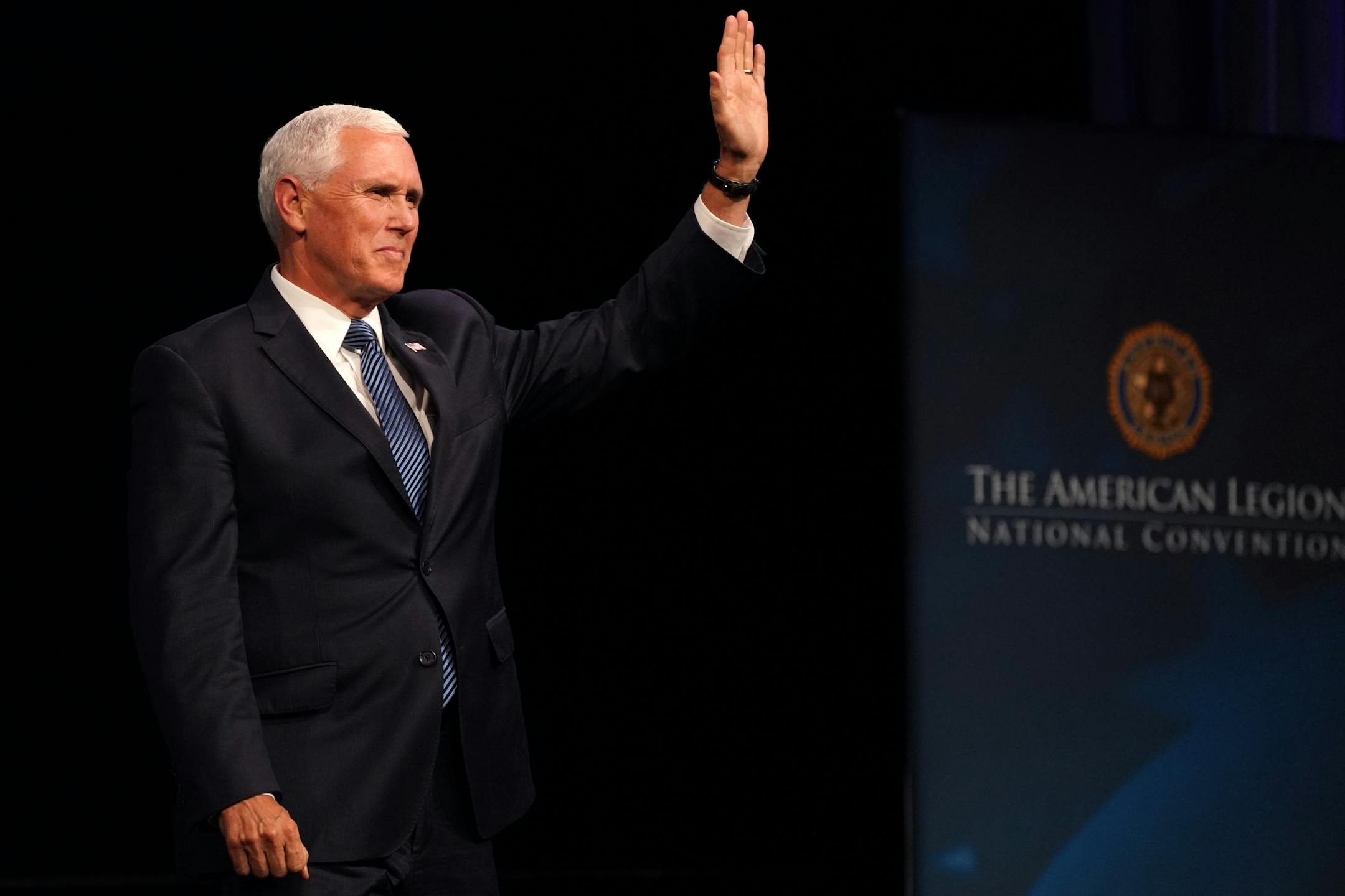 Vice President Mike Pence greeted attendees of the American Legion National Convention before speaking Thursday.