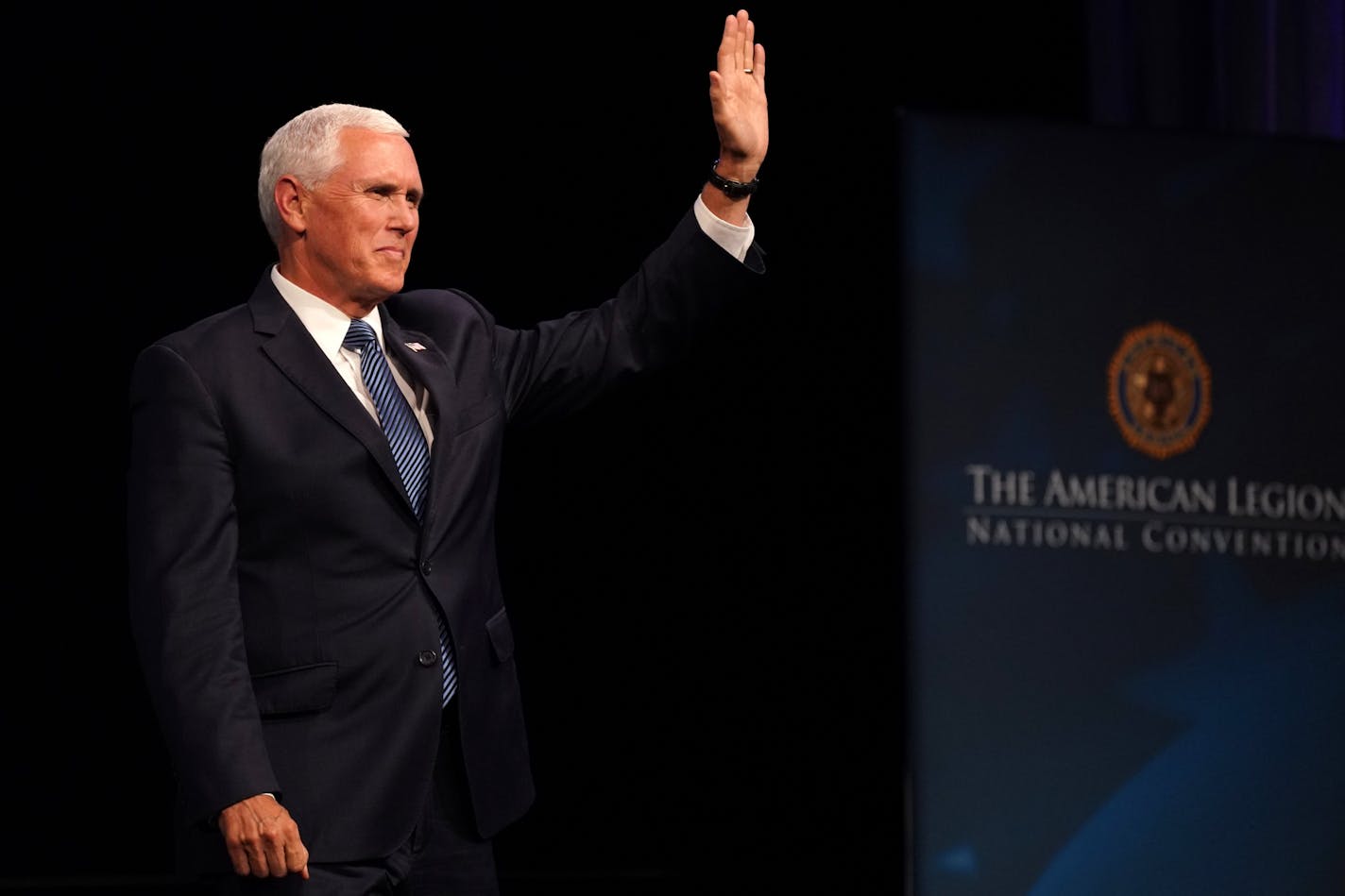 Vice President Mike Pence greeted attendees of the American Legion National Convention before speaking Thursday.