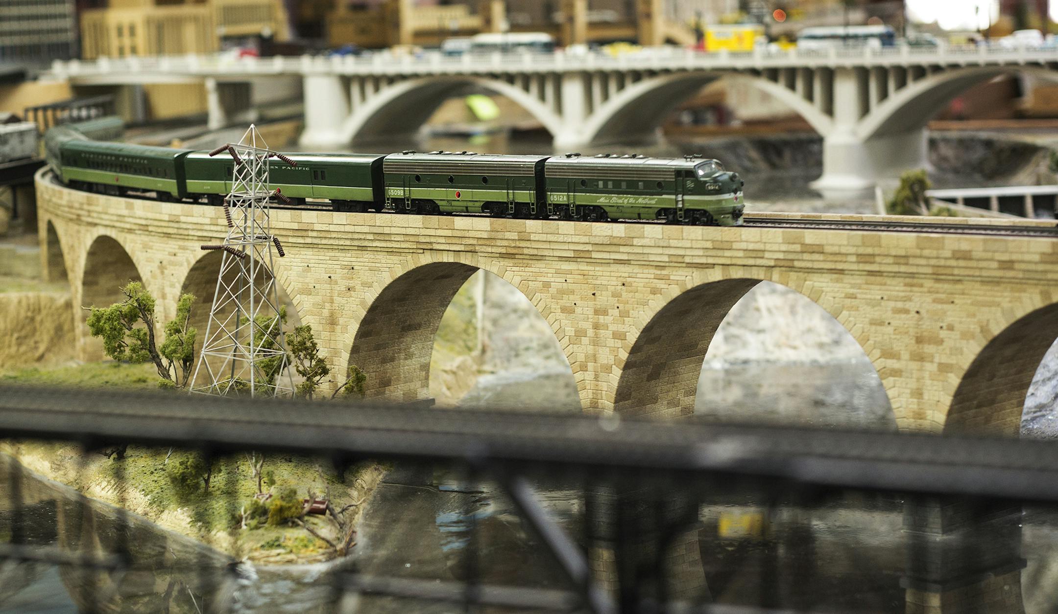 The Twin City Model Railroad Museum at Bandana Square is closing its doors after first opening in 1934. volunteer Paul Grutzman's father built this replica of the Stone Arch Bridge.] Richard Tsong-Taatarii/rtsong-taatarii@startribune.com ORG XMIT: MIN1510151627510769
