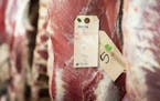 Grass fed beef from Wisconsin hung in the cooler at Lorentz Meats. ] LEILA NAVIDI &#x2022; leila.navidi@startribune.com BACKGROUND INFORMATION: Meat b