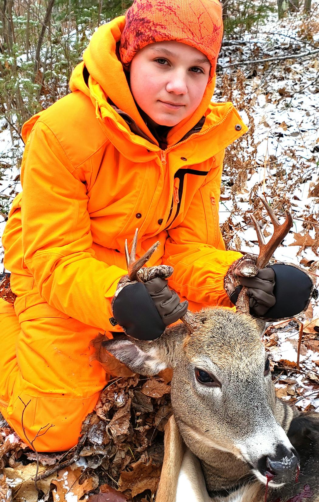 Carter Ernst, 13, of Eagan, shot his first deer, a 6-point buck, north of Grand Rapids, Minn., hunting with his dad, Joshua. This was Carter’s first year in deer camp, and he and his dad waited patiently in their stand on opening morning. When Carter’s buck emerged from a swamp, he lined up a 60-yard shot and hit dead center. “I couldn’t be prouder,’’ his dad said.