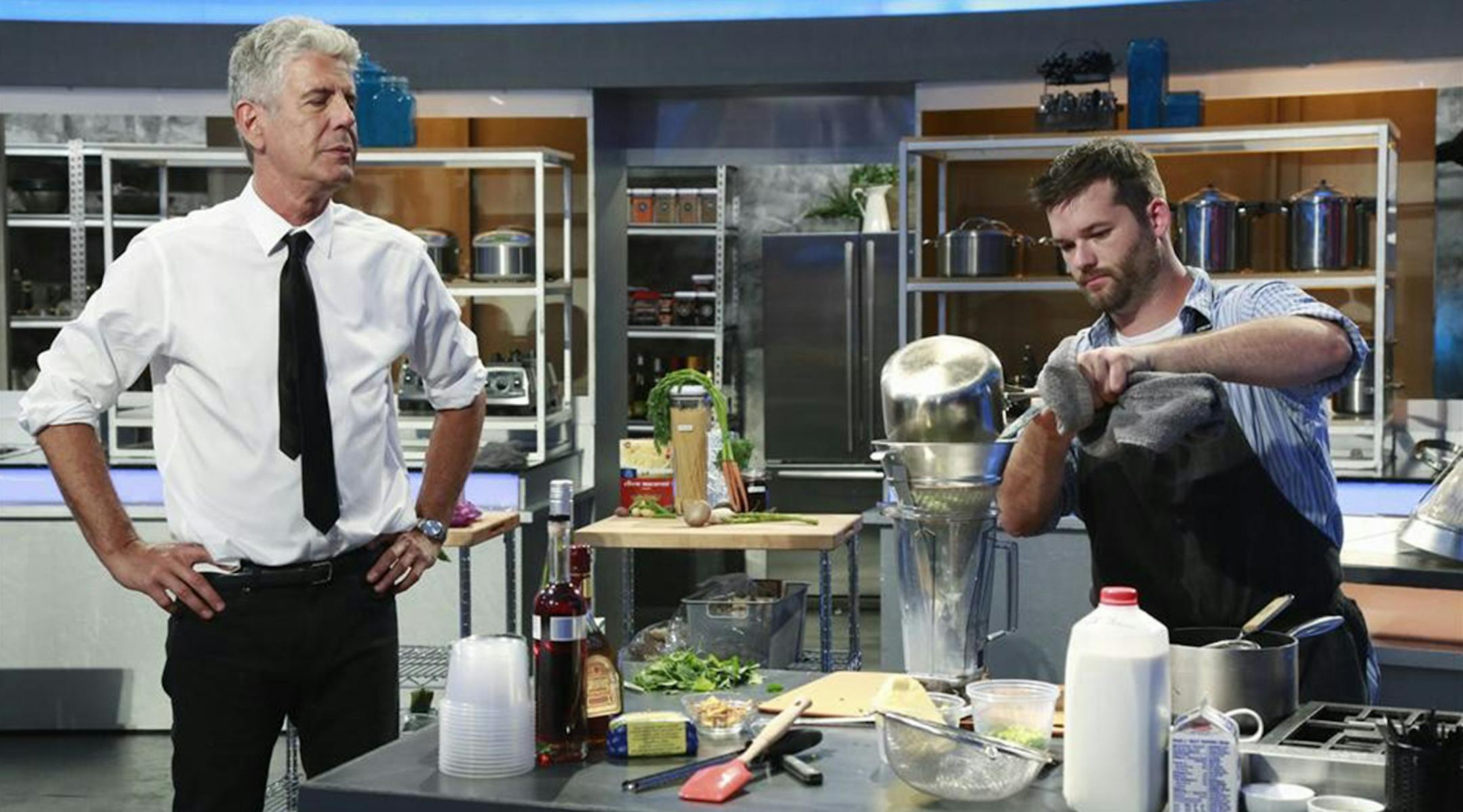 Anthony Bourdain and and contentant Eric LeBlanc in the season 3 finale of "The Taste. (ABC/Ron Tom)
