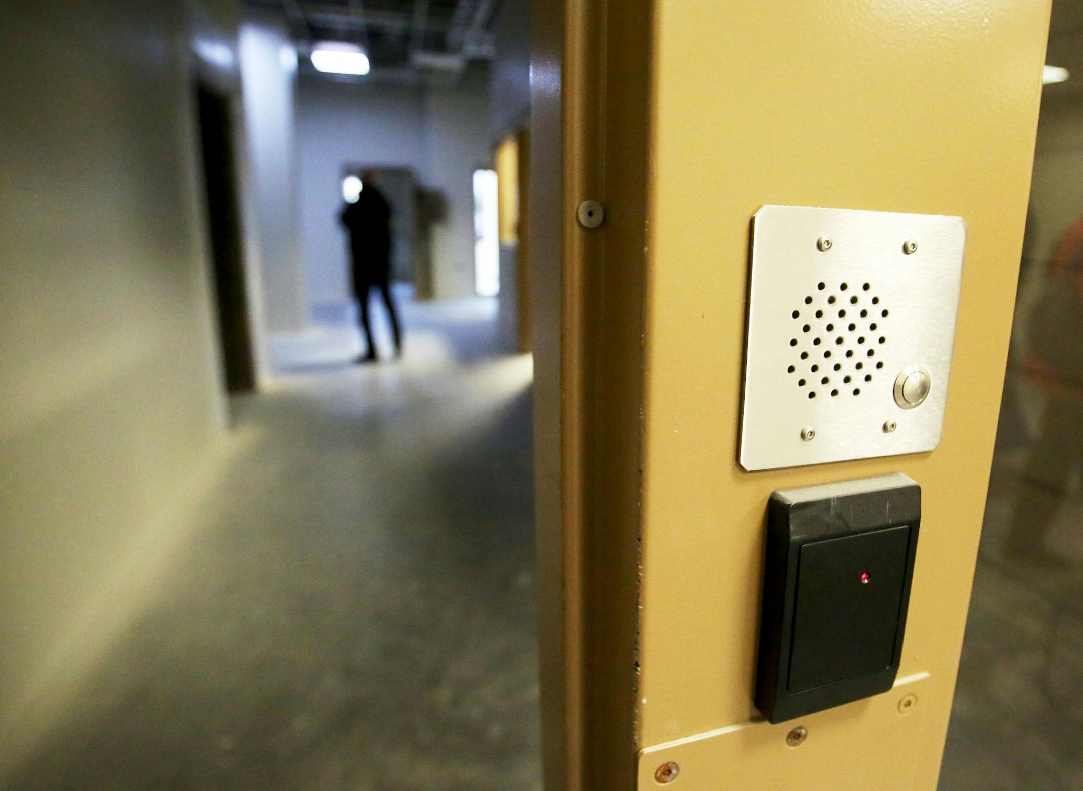 The Minnesota Security Hospital opened it's new $56 million facility to the public for a tour Wednesday, Oct. 12, 2016, in St. Peter, MN. Here, the entrance door to one of the acute care wings of the new $56 million facility.