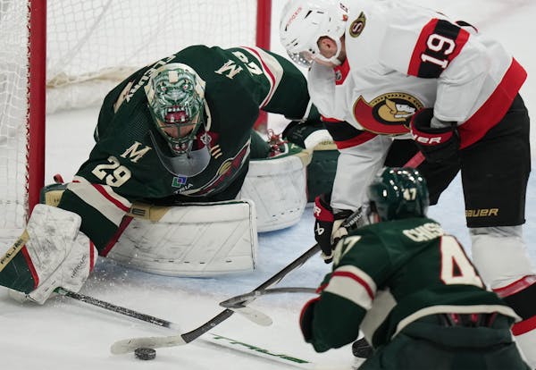 Marc-Andre Fleury (29) makes a save against Ottawa earlier this month.