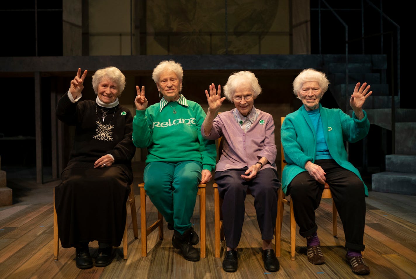 Jane, Brigid, Kate, and Rita McDonald, from left, youngest to oldest, the inspiration for "Sisters of Peace." ] JEFF WHEELER • jeff.wheeler@startribune.com They are Minnesota icons of justice, and now they're getting a play made about them. The four McDonald sisters have joined a protest on the Lake Street Bridge on most Wednesdays since 1990 -- when Iraq invaded Kuwait -- and they have kept up what youngest sibling Jane, 83, calls a "peace vigil." Jane, Brigid, Kate, and Rita McDonald were phot