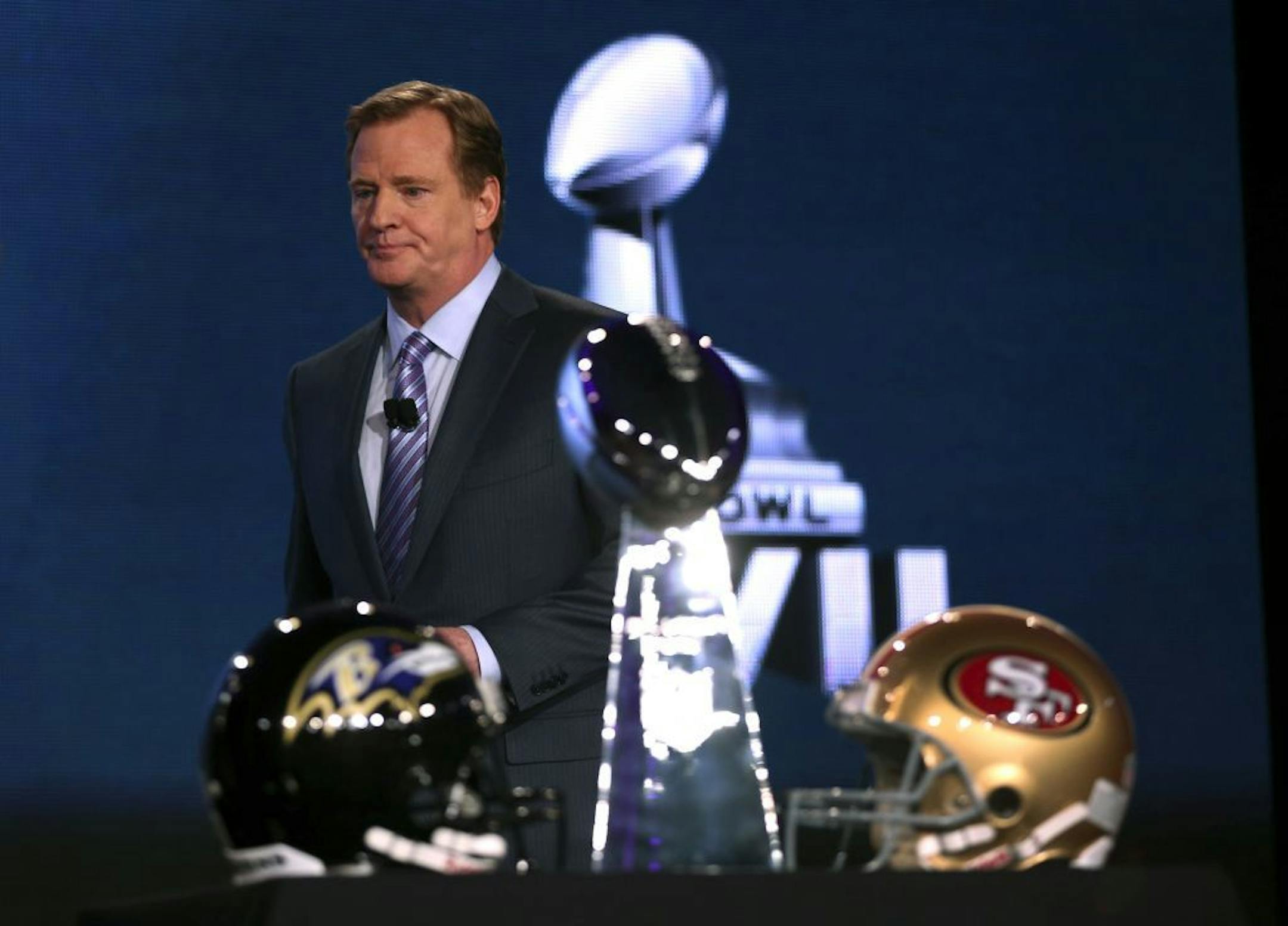 NFL commissioner Roger Goodell at a news conference in New Orleans.