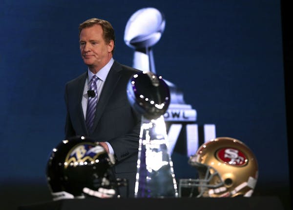 NFL commissioner Roger Goodell at a news conference in New Orleans.