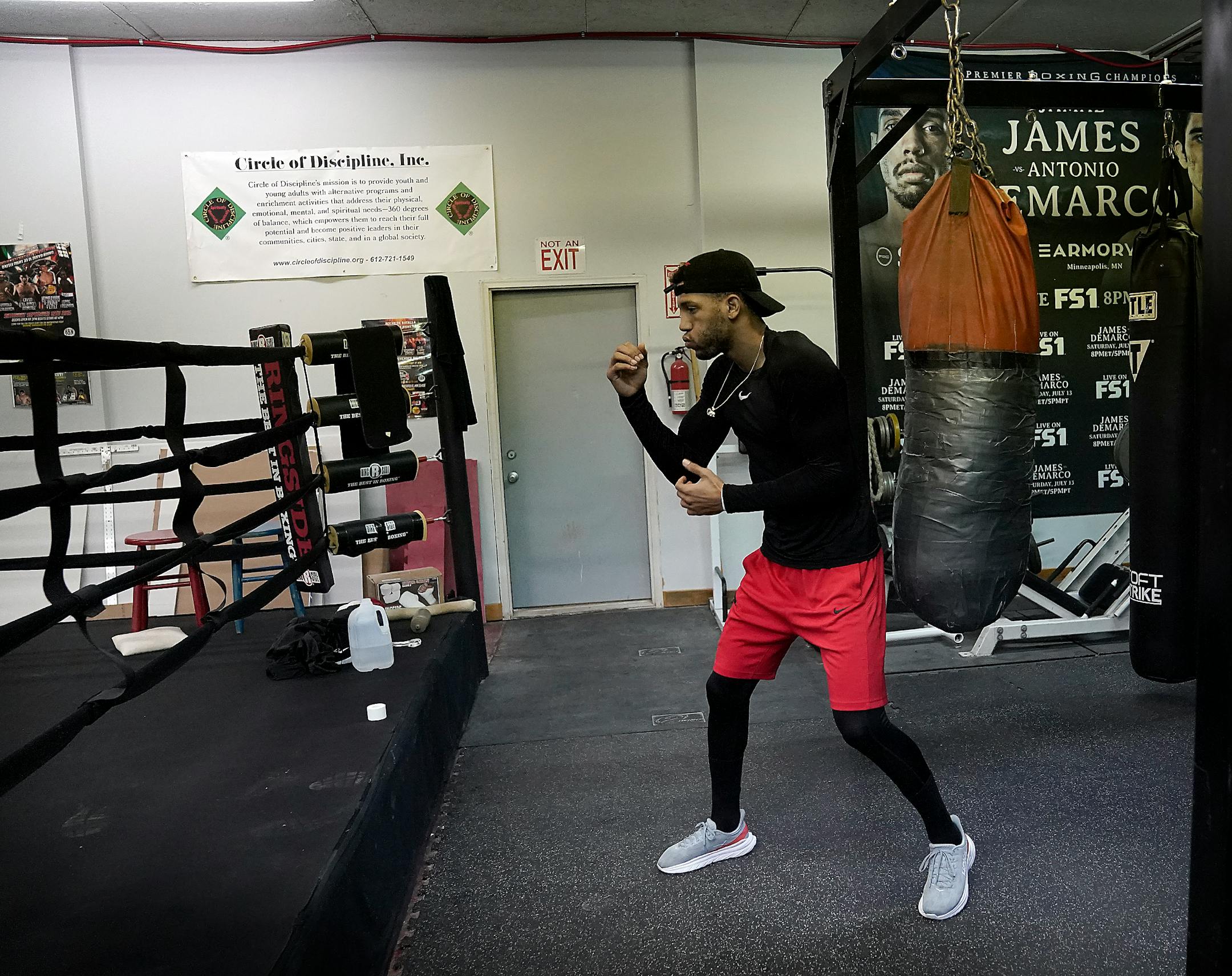 In the little-known up-north outpost of Barnum, Circle of Discipline boxers go to train, in the woods and away from the city. Here, Circle of Discipline boxer David Morrell Jr., born and raised in Santa Clara, Cuba, during morning training Friday at the Circle of Discipline gym in Barnum. ]