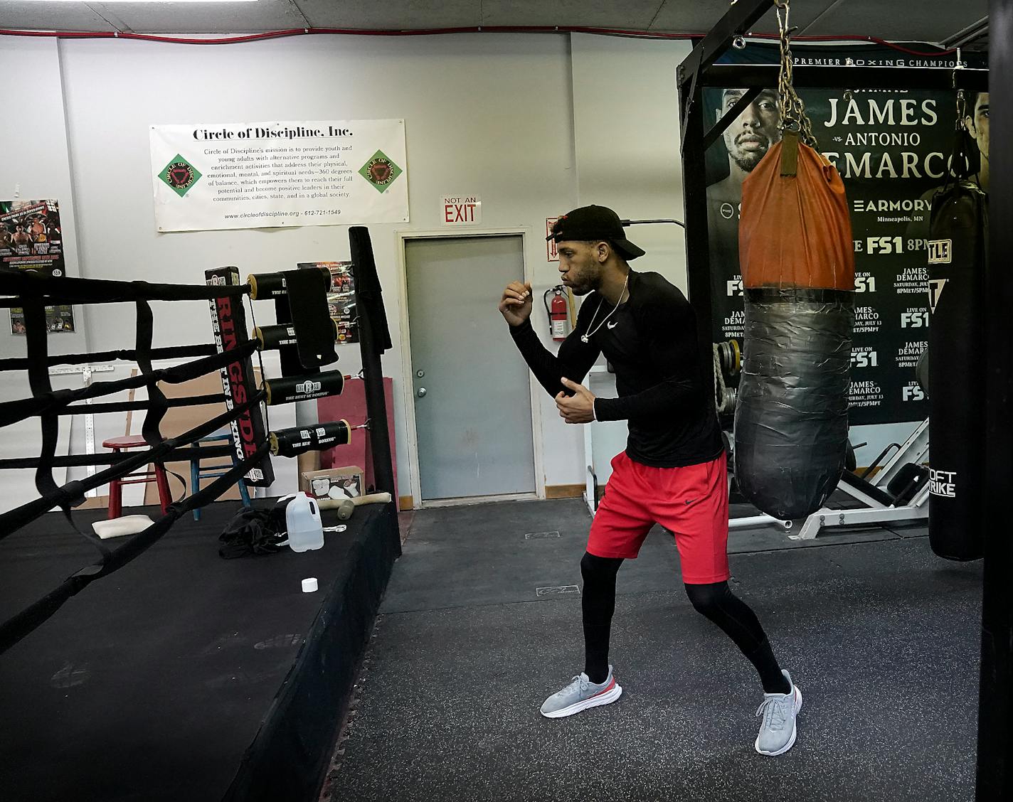 In the little-known up-north outpost of Barnum, Circle of Discipline boxers go to train, in the woods and away from the city. Here, Circle of Discipline boxer David Morrell Jr., born and raised in Santa Clara, Cuba, during morning training Friday at the Circle of Discipline gym in Barnum. ]