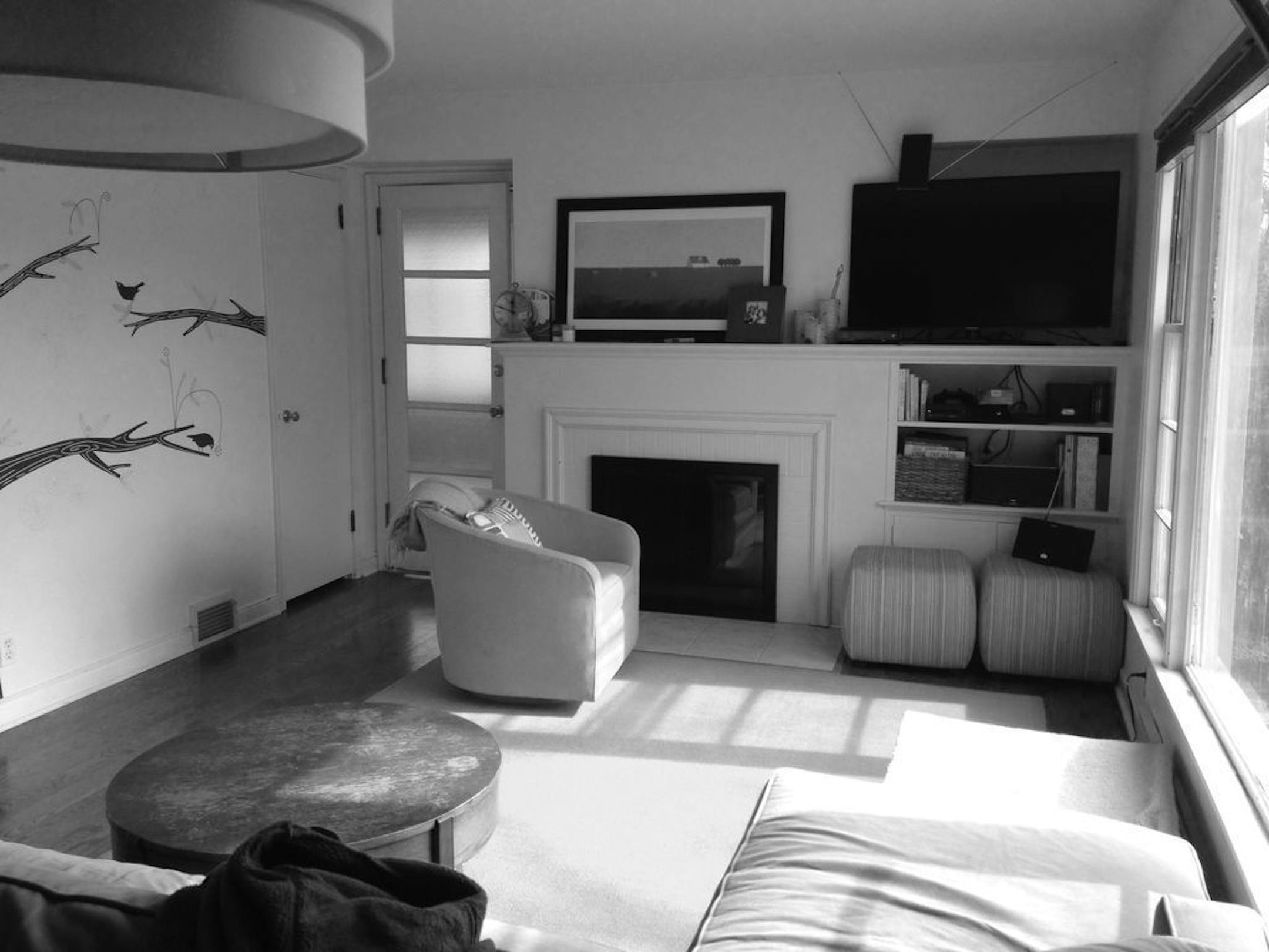 The "before" closed-off living room.