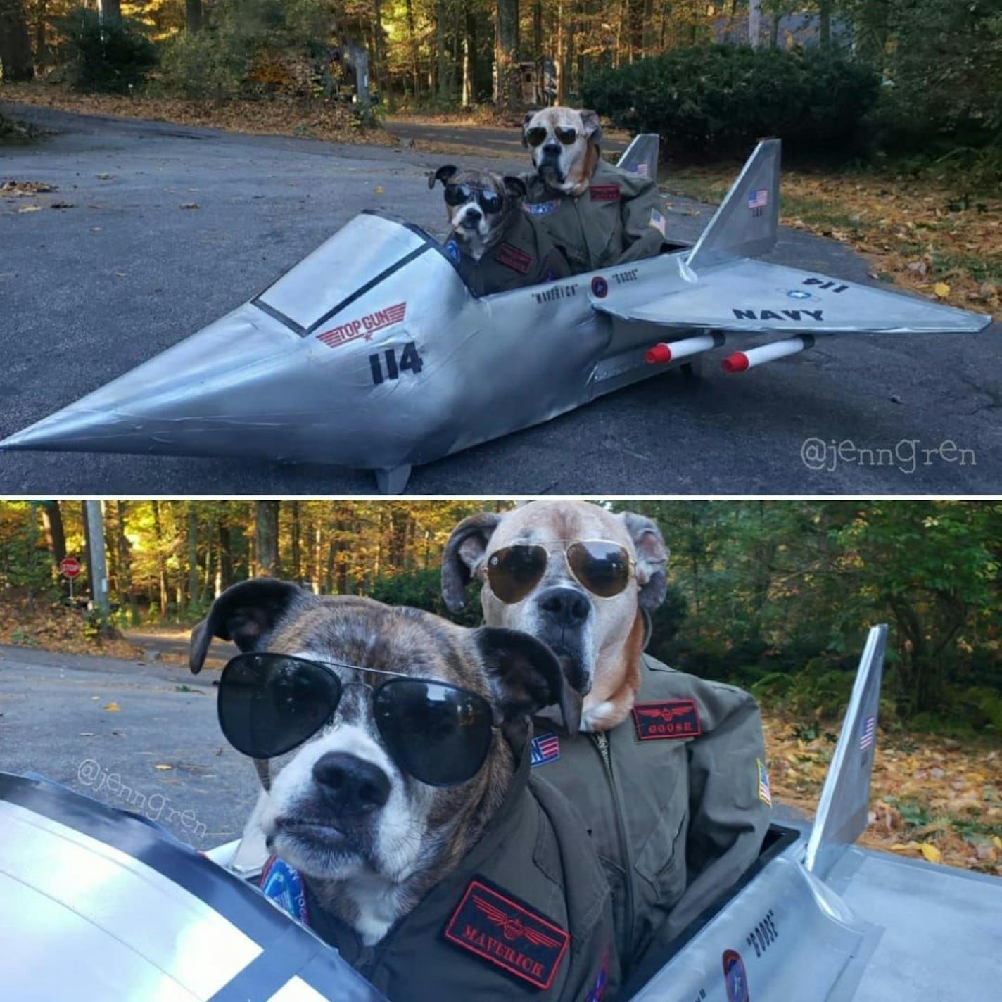 Sprocket and Ratchet are fighter jocks Maverick and Goose in this recreation of the "Top Gun" movie sent to us by Jenn Gren of Upton, Mass.