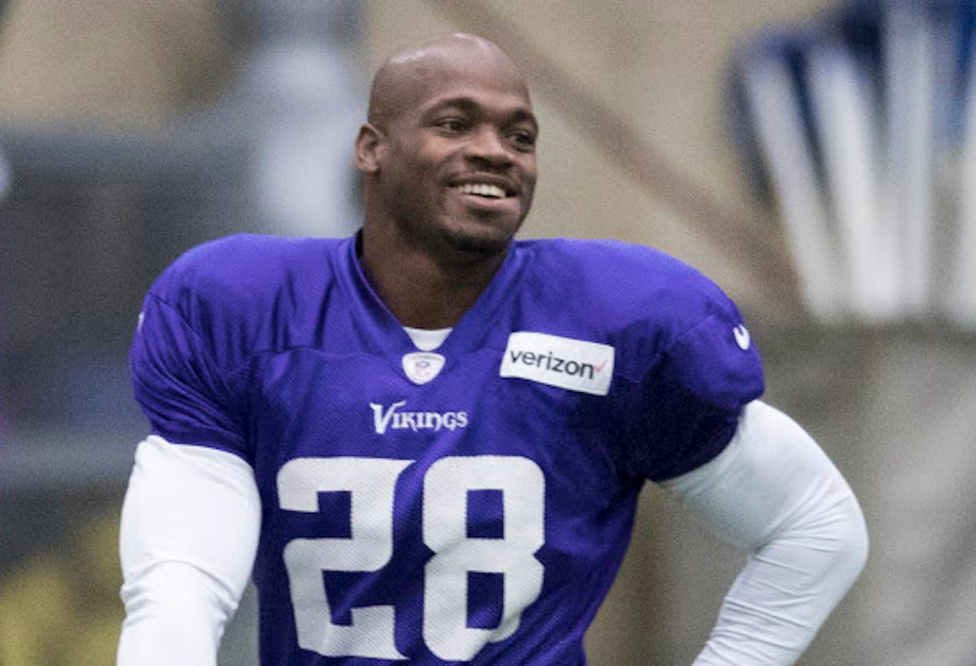 Minnesota Vikings running back Adrian Peterson (28) is back on the practice field at Winter Park Wednesday December 14,2016 in Eden Prairie, MN. ] Jerry Holt / jerry. Holt@Startribune.com