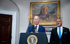 President Joe Biden spoke about student loan forgiveness, while joined by Education Secretary Miguel Cardona, in the Roosevelt Room of the White House