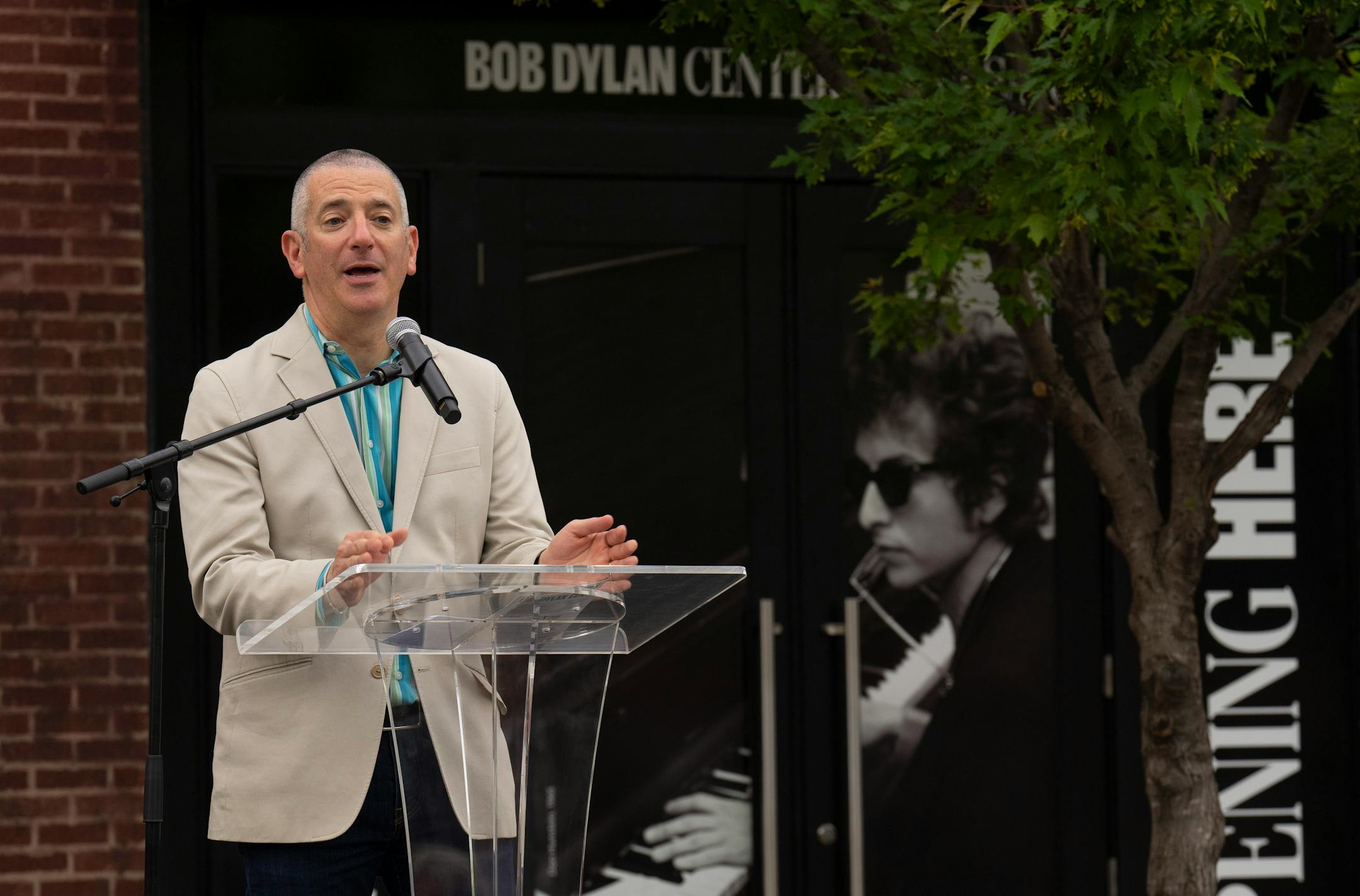 Steven Jenkins, Director of the Bob Dylan Center, spoke during the opening ceremony program in Tulsa, Okla. on Tuesday, May 10, 2022.