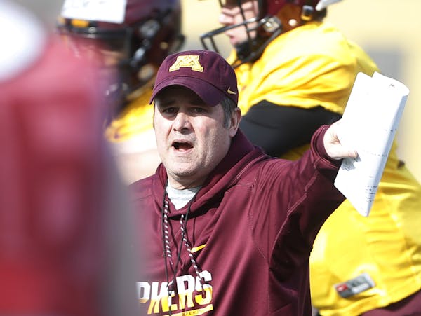 Gophers offensive coordinator Kirk Ciarrocca during football practice at the University of MinnesotaTuesday March 28 2017 in Minneapolis, MN.] JERRY H